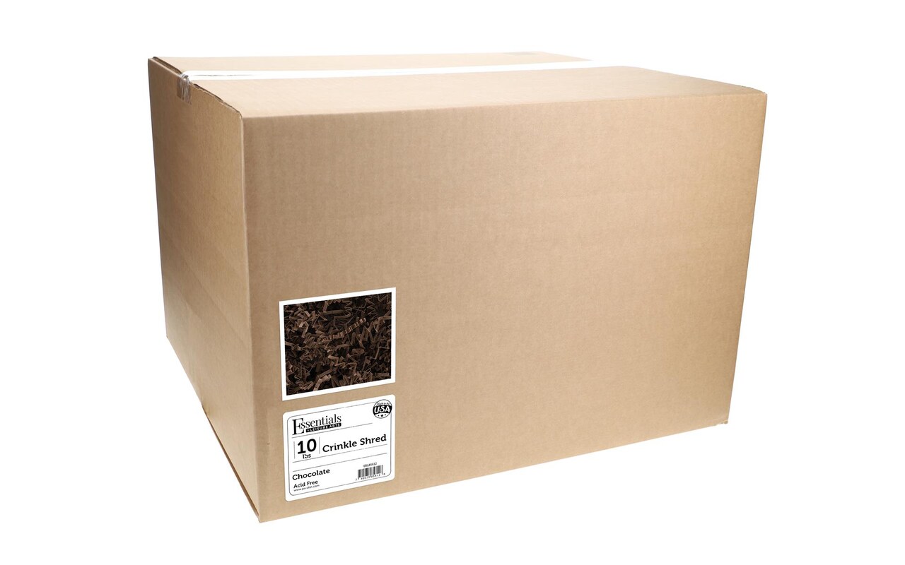 Essentials by Leisure Arts Crinkle Shred Box, Chocolate, 10lbs Shredded Paper Filler, Crinkle Cut Paper Shred Filler, Box Filler, Shredded Paper for Gift Box, Paper Crinkle Filler, Box Filling